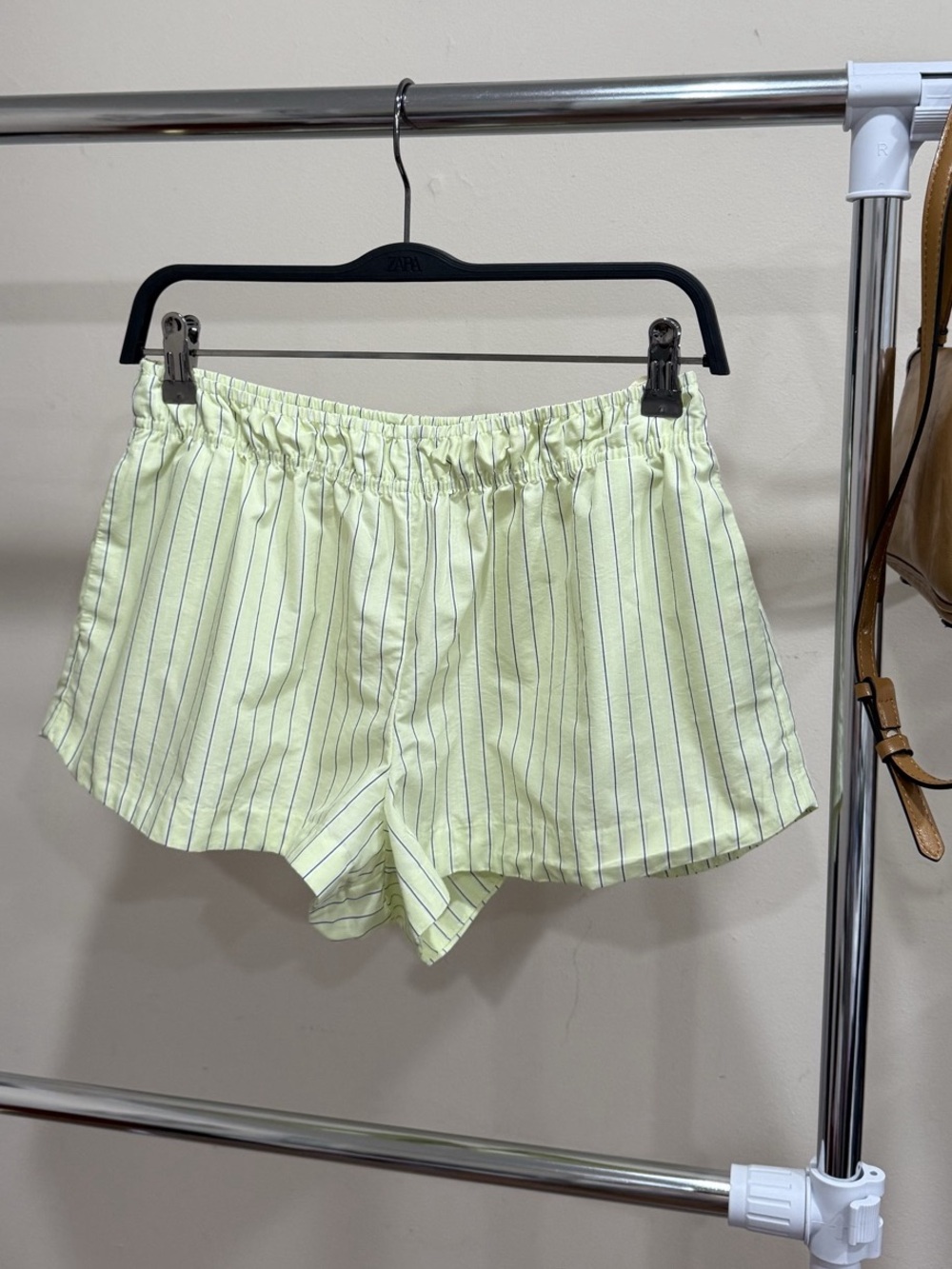 ZARA Striped Boxer Shorts Light Yellow Size M